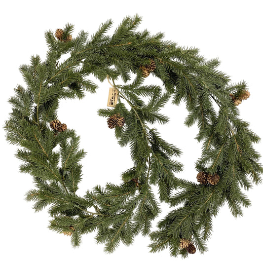 Real Touch Spruce Garland with Cones