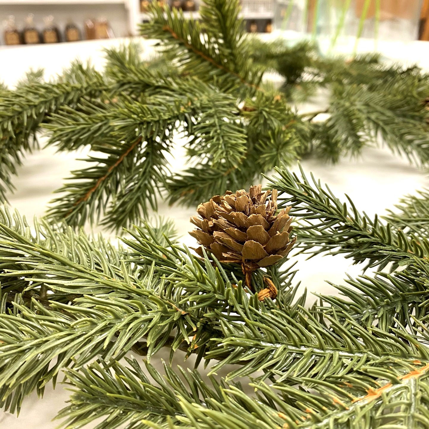 Real Touch Spruce Garland with Cones