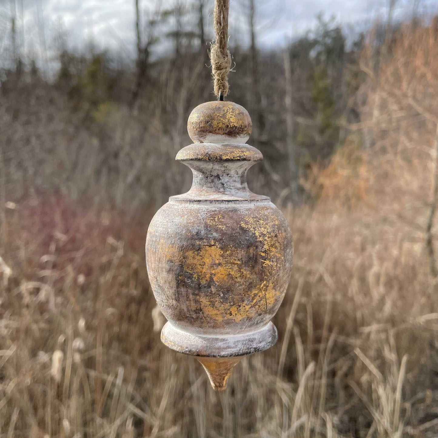 Rounded Spinning Top Ornament 5" Gold Foil