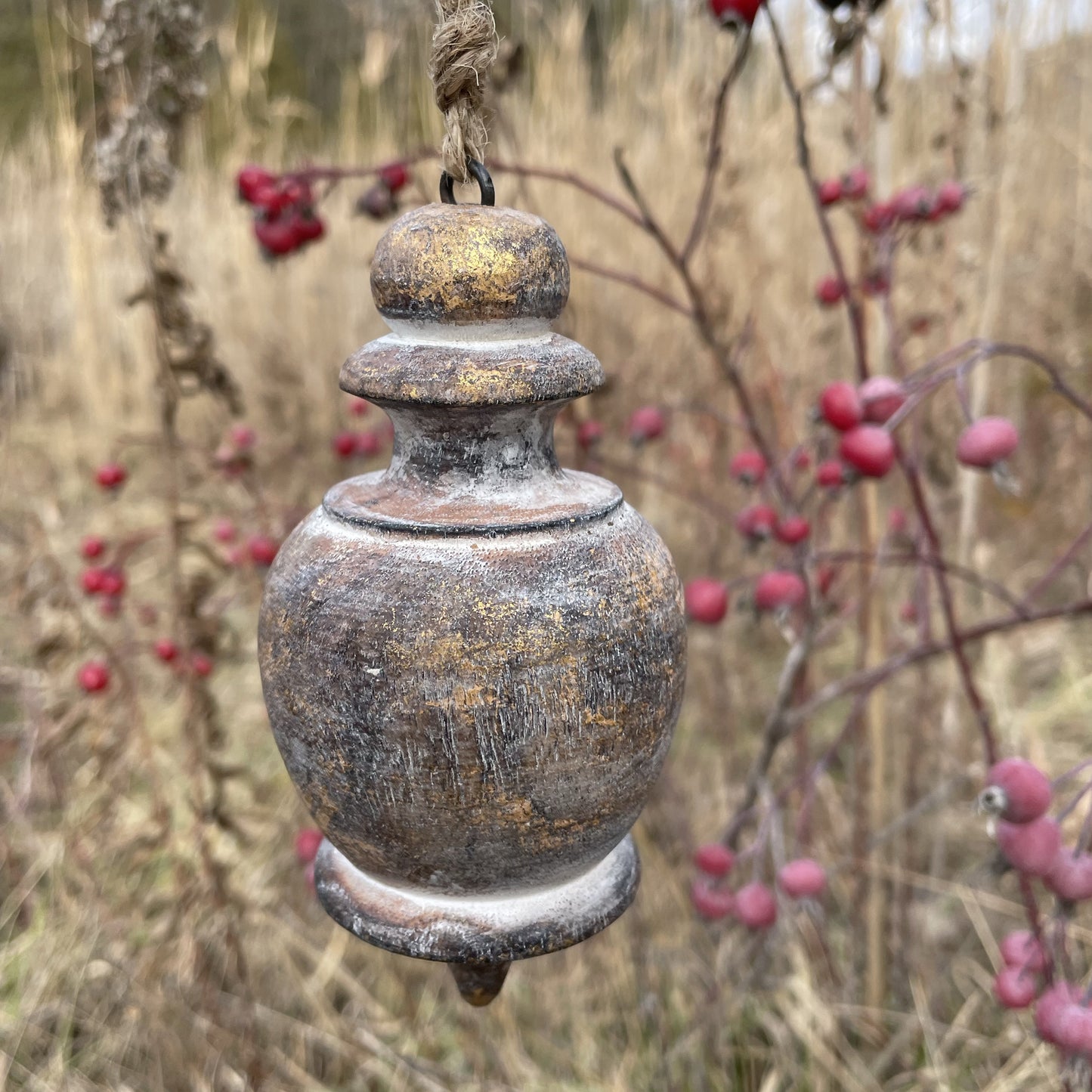 Rounded Spinning Top Ornament 5" Gold Foil