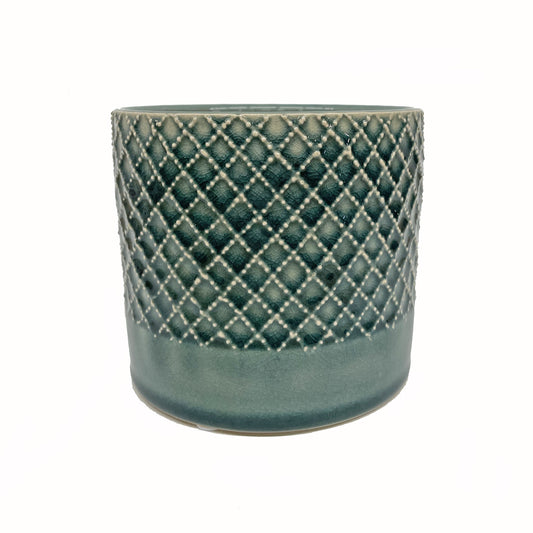 Ceramic Planter With Criss Cross Design