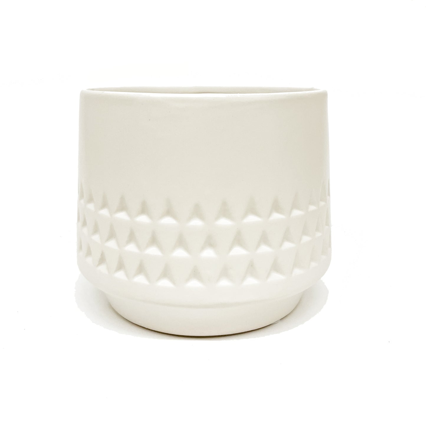 Matte White Planter with Triangle Design